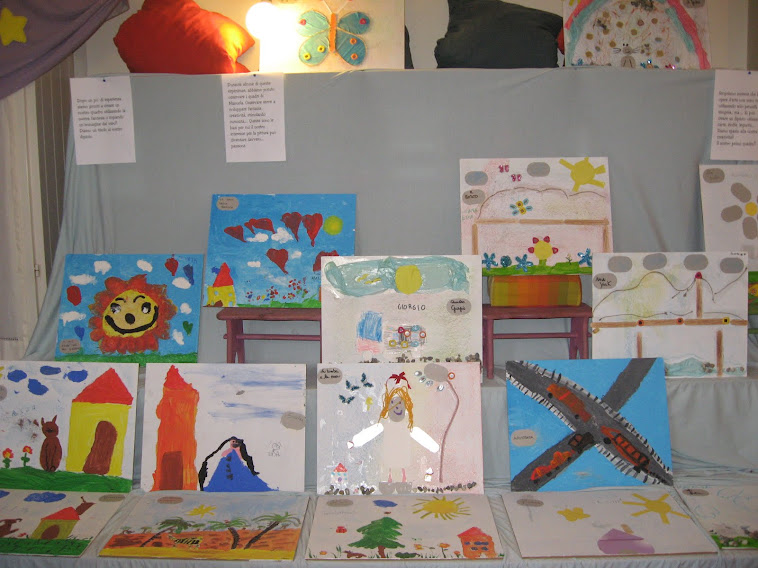 Alcuni quadri dei bambini che hanno partecipato al corso di pittura