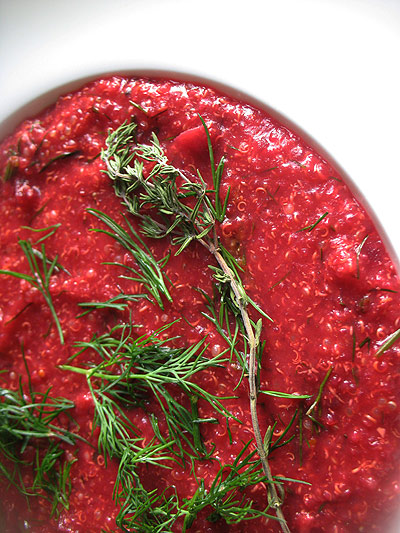 beet soup with quinoa and dill