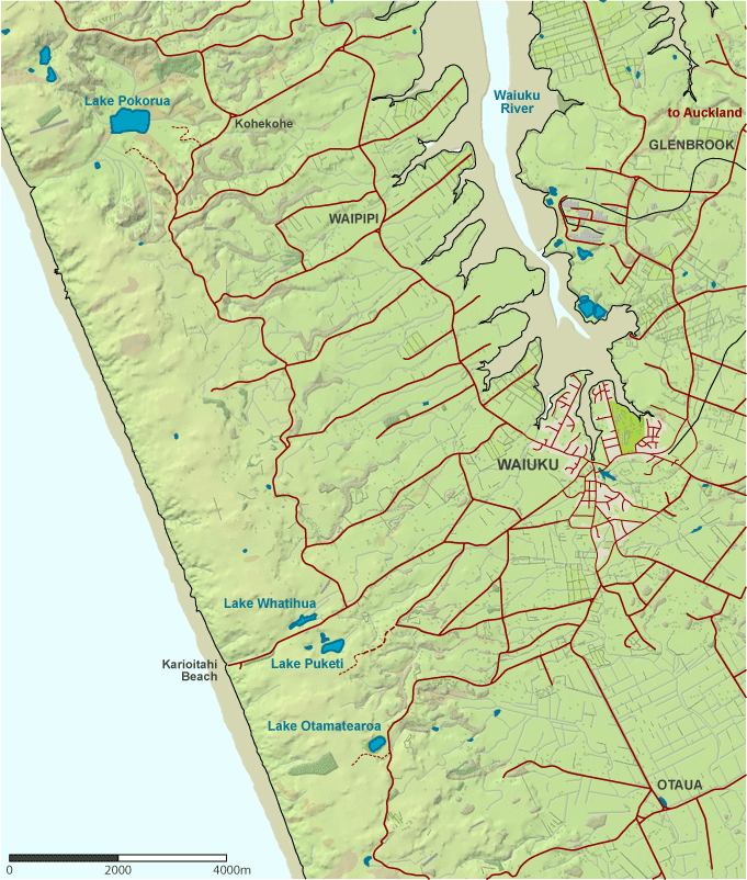 Waiuku Map Tourism City Political Map of New Zealand