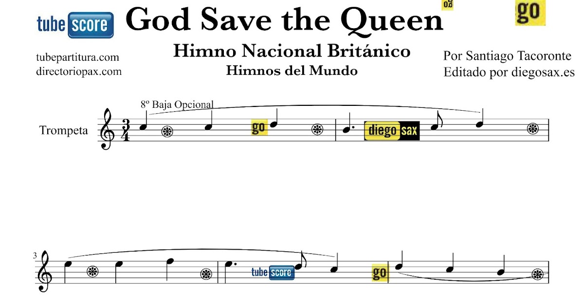 tubescore God Save the Queen Sheets Music for Trumpet and Flugelhorn