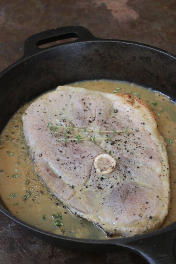 E.A.T. Ham Steak in a Whiskey Mustard Thyme Gravy