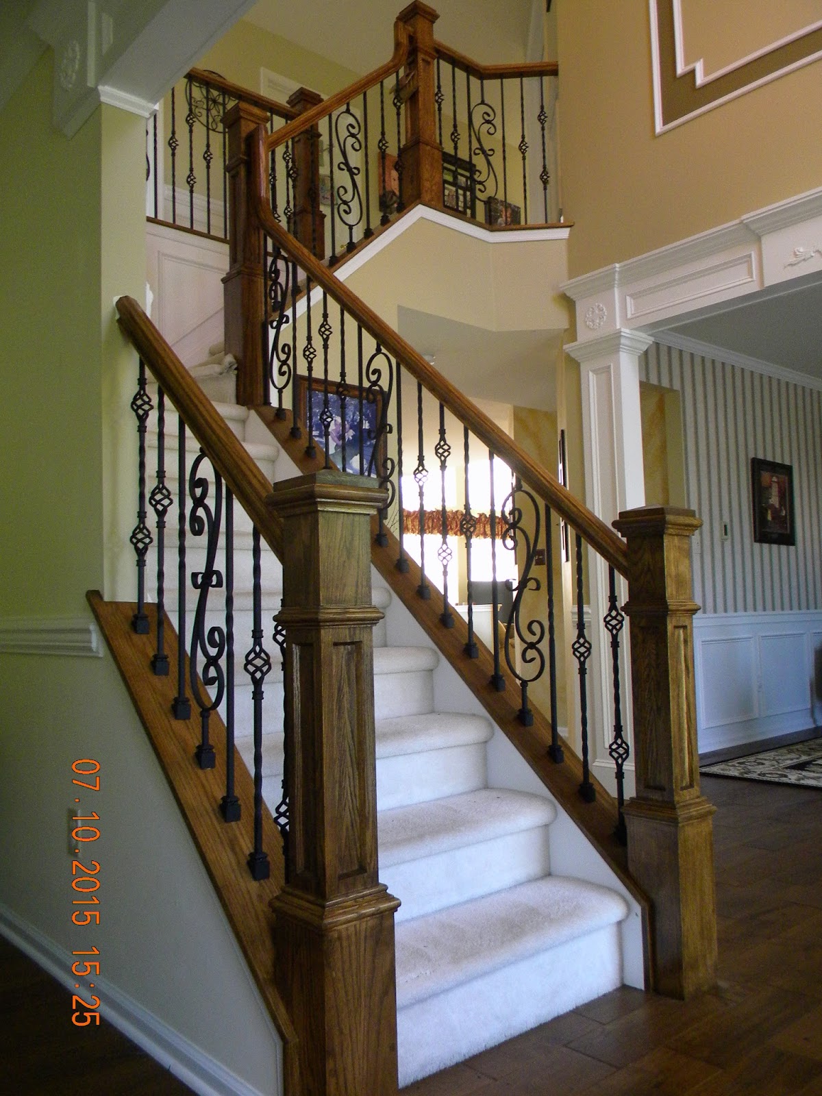 Wood Stairs and Rails and Iron Balusters Iron Balusters Box newels Oak