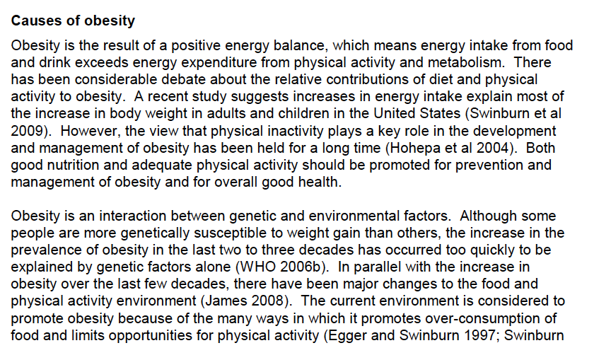 causes and effects of obesity essay