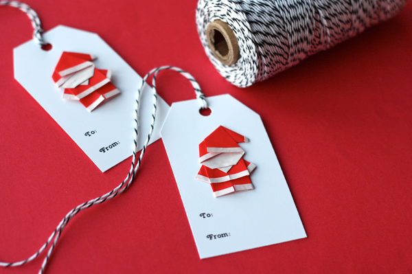 Origami santa gift tags