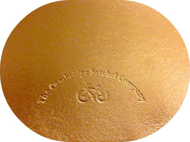 A picture of the back of a Camrbidge satchel company satchel showing the logo