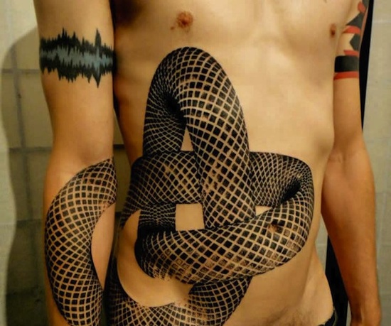 3d awesome xoil tattoo on chest and arm