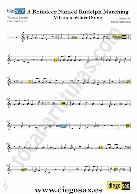 Tubescore A Reindeer named Rudolph sheet music for Clarinet Christmas Carol music score