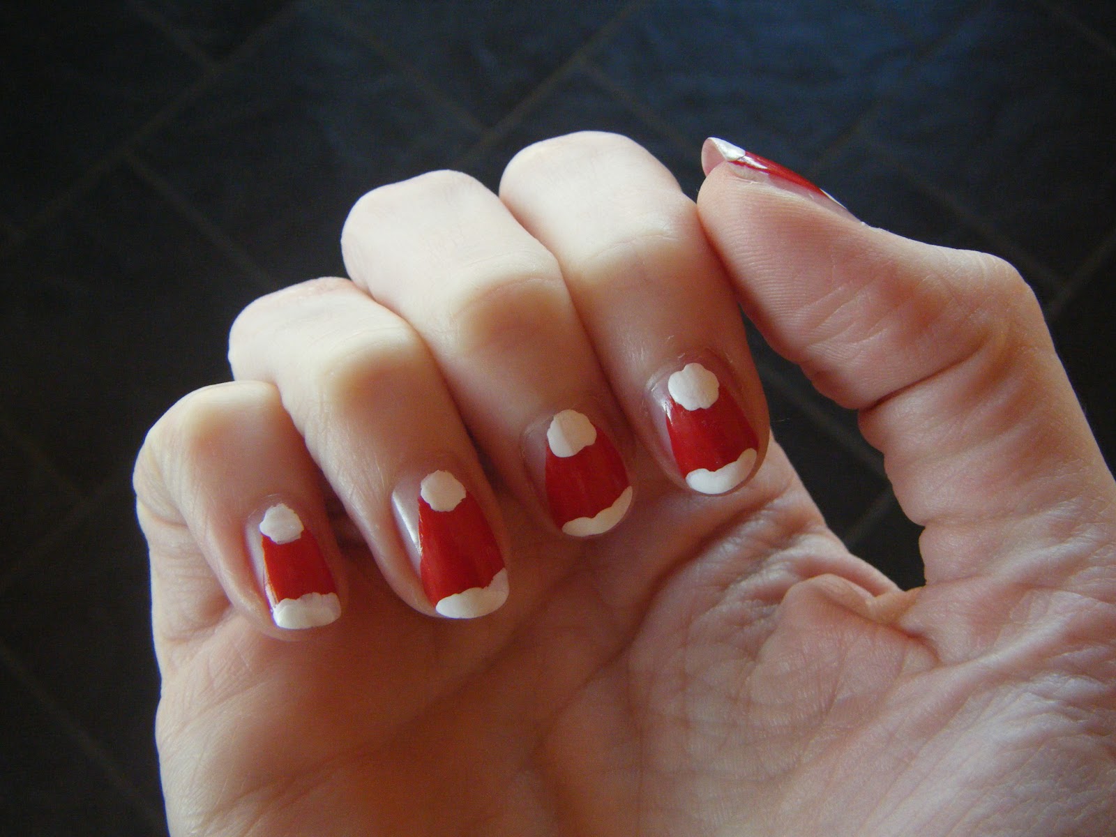 The Retro Suitcase Festive Beauty Tutorial Santa Hat Nails