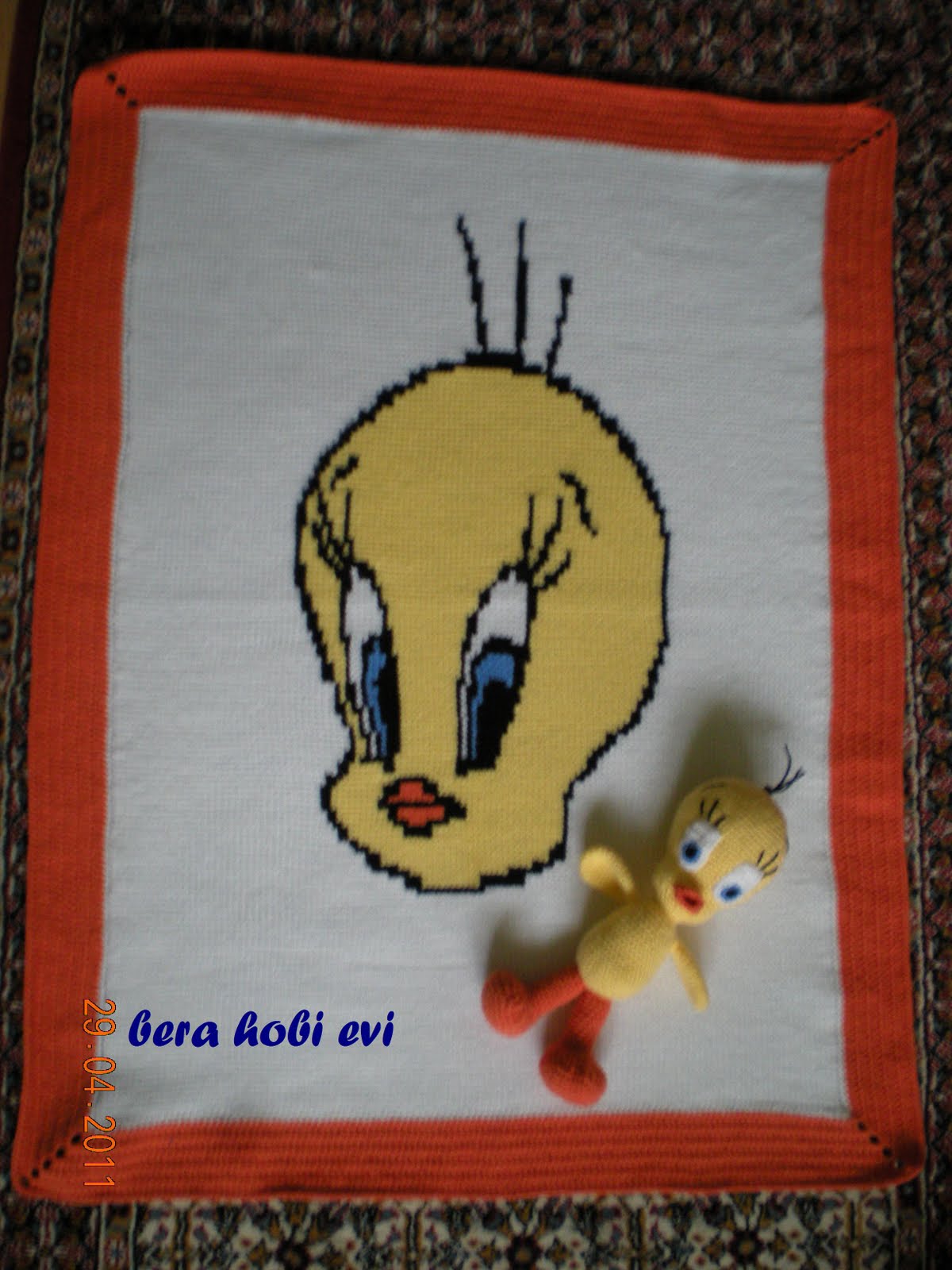 BERA HOBİ EVİ tunus işi bebek battaniyesi (tweety)