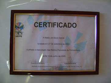 Certificado da Radio Jet Black em Maranguape II Paulista Da Oásis do Nordeste
