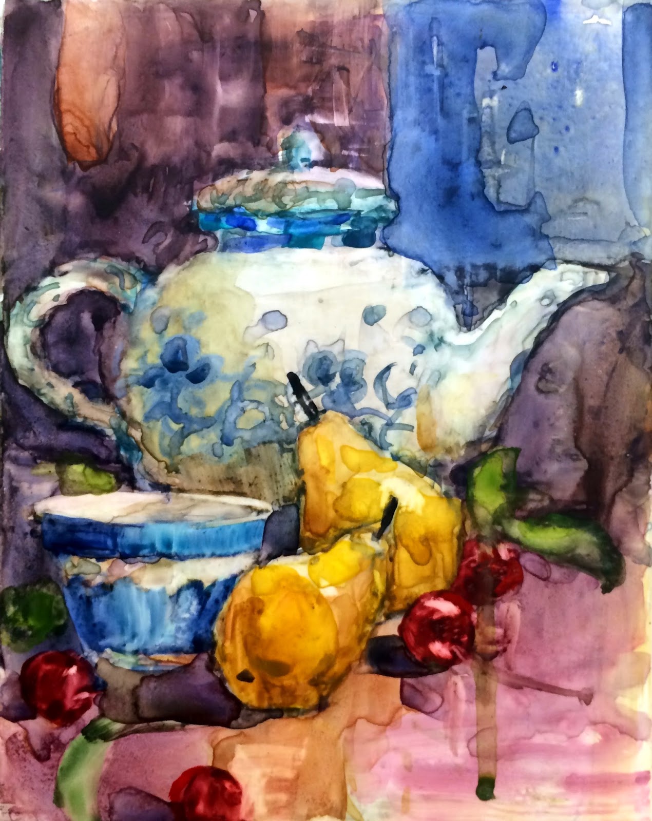 Art Talk Julie Ford Oliver Watercolor Teapot and Pears