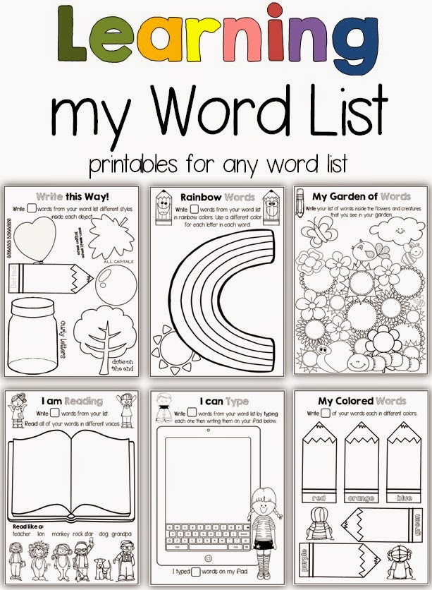 Learning my Word List Printables for any Word List Clever Classroom