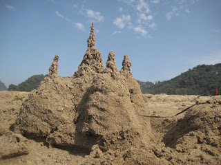 Making sand castles at Pelekas Beach.