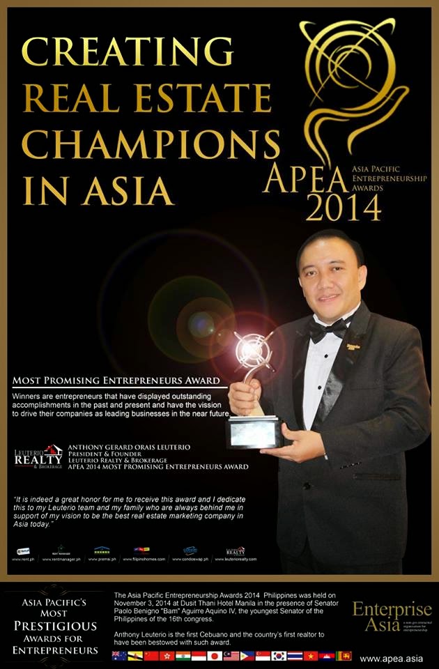 Excellent Entrepreneurs of the Philippines awarded by APEA - Leuterio Realty & Brokerage Excellent Entrepreneurs of the Philippines awarded by APEA - Leuterio Realty & Brokerage