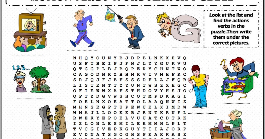home school: action verbs1 vocabulary matching