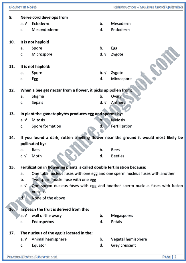 reproduction-mcqs-biology-ix