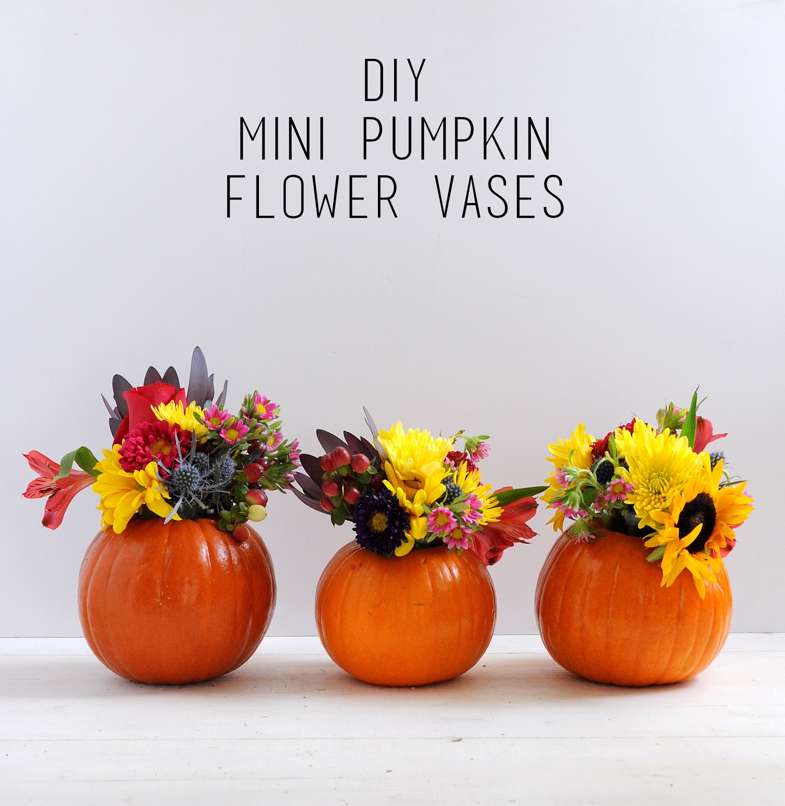 diy mini pumpkin fall flower vases