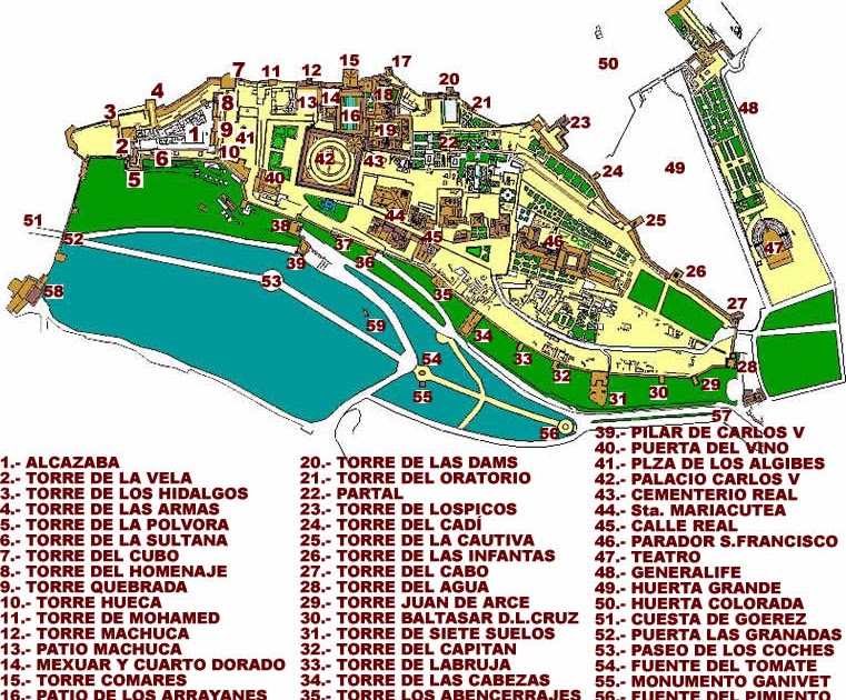 Alhambra, renaciente maravilla...: PLANO GENERAL DE LA ALHAMBRA Y EL