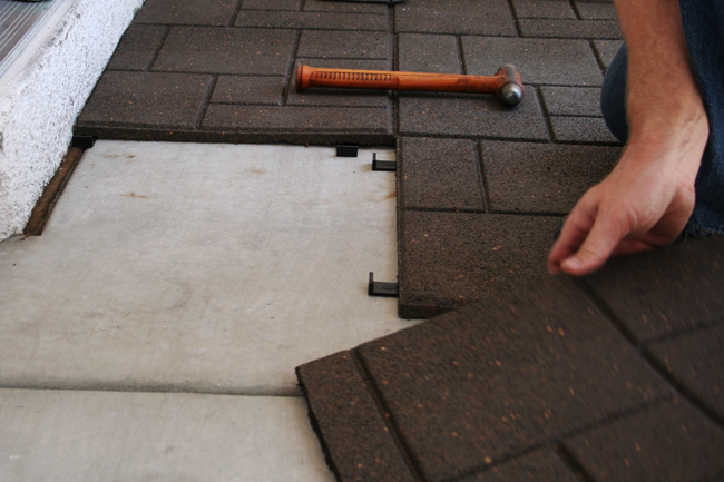 Our Front Porch Makeover With Home Depot Part Three Eigh25 Once You Have A Perfect Fit Put Your Clips Into Place Since Our Tiles Were Going On Flat Concrete We Used The Connector Instead Of Adhesive