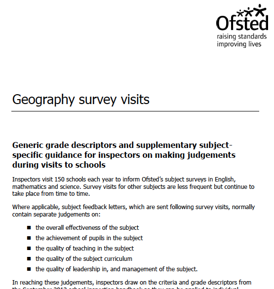 New OFSTED Geography criteria...