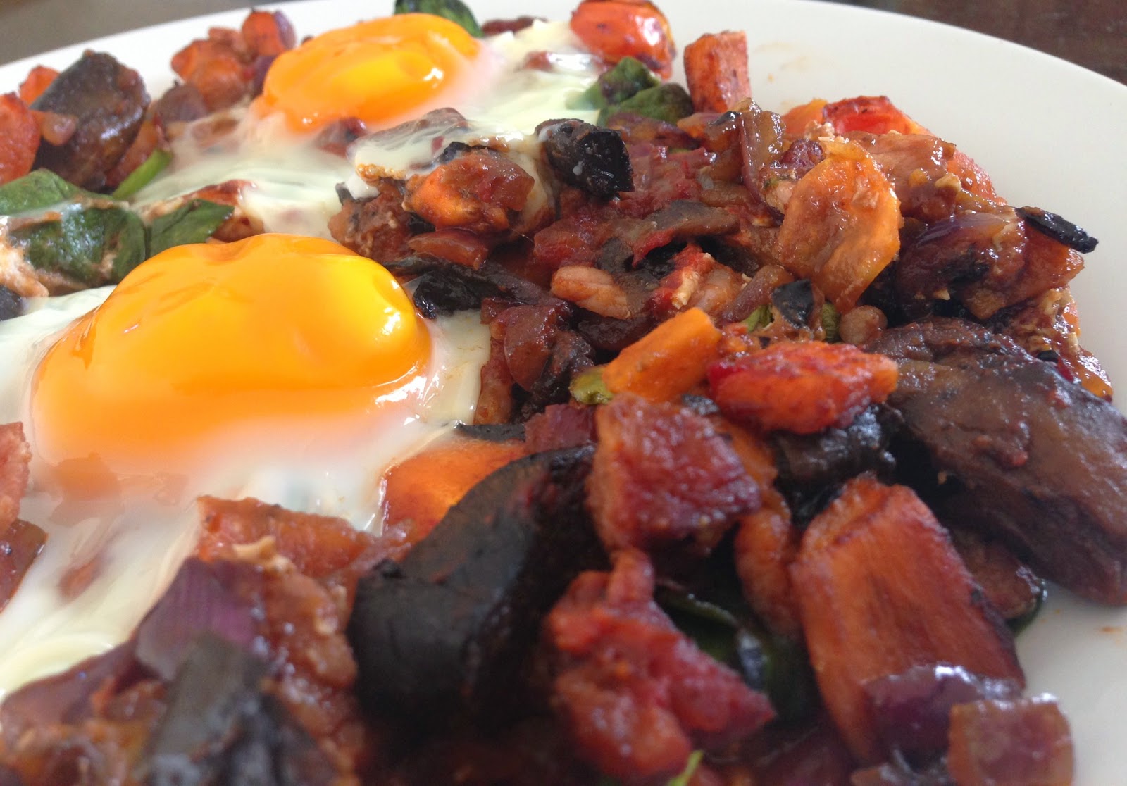 Grabbing life by the kettlebells... Chorizo & Sweet Potato Hash...