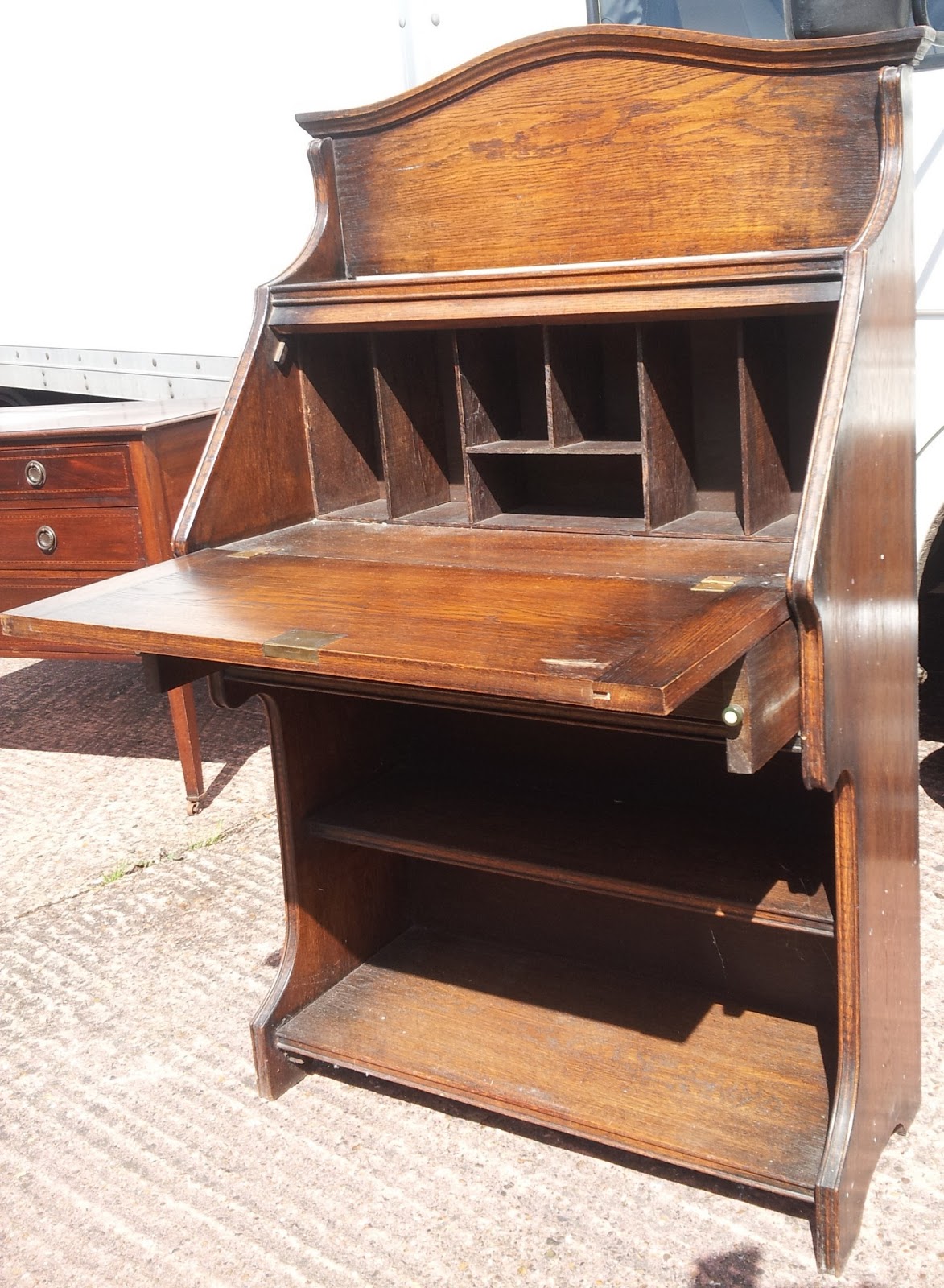 1930's Antique Secretary Desk with Hinged Front that Lands on Sliding Supports eBay