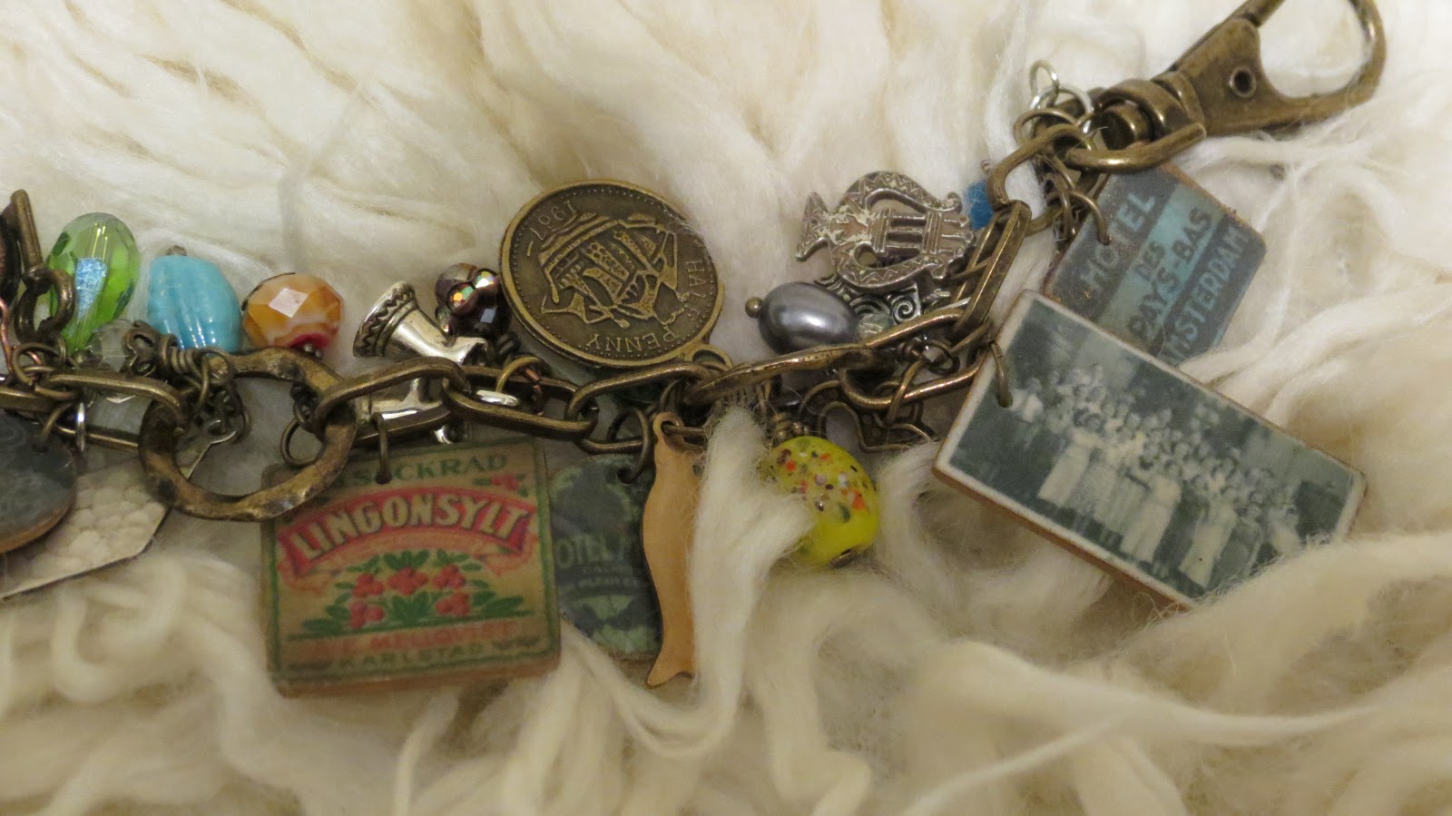 Vic's Creations Charm Bracelets using Shrink Plastic Vintage Ephemera