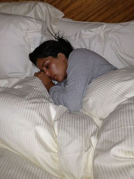 Kim Kardashian sleeping