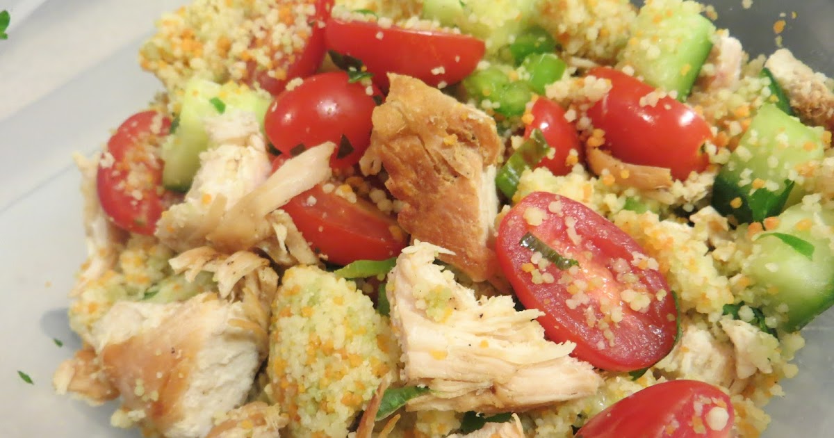 Low Fat and Naturally Sweet Garden Couscous Salad with Grilled Chicken