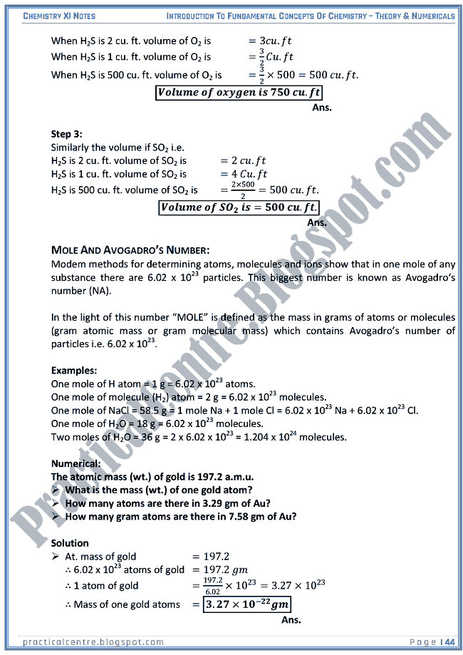 Introduction To Fundamental Concepts Of Chemistry - Theory And Numericals (Examples And Problems) - Chemistry XI