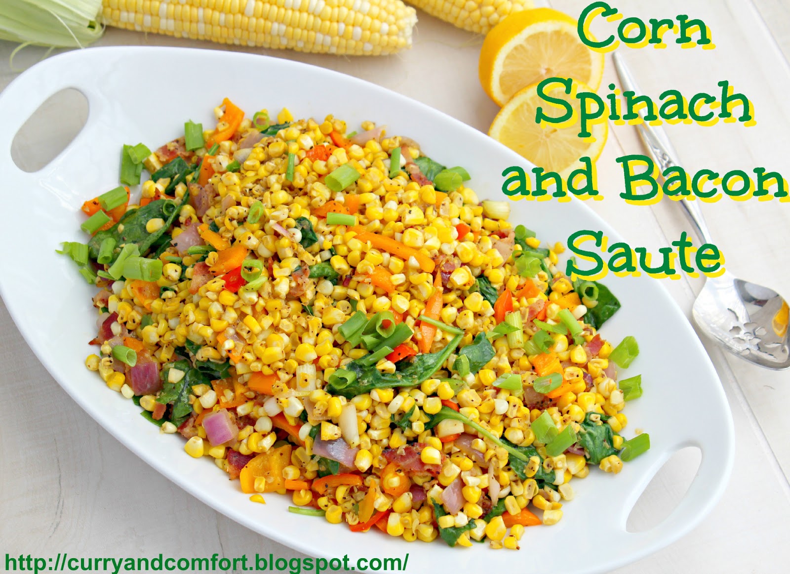 Kitchen Simmer Corn Spinach and Bacon Saute