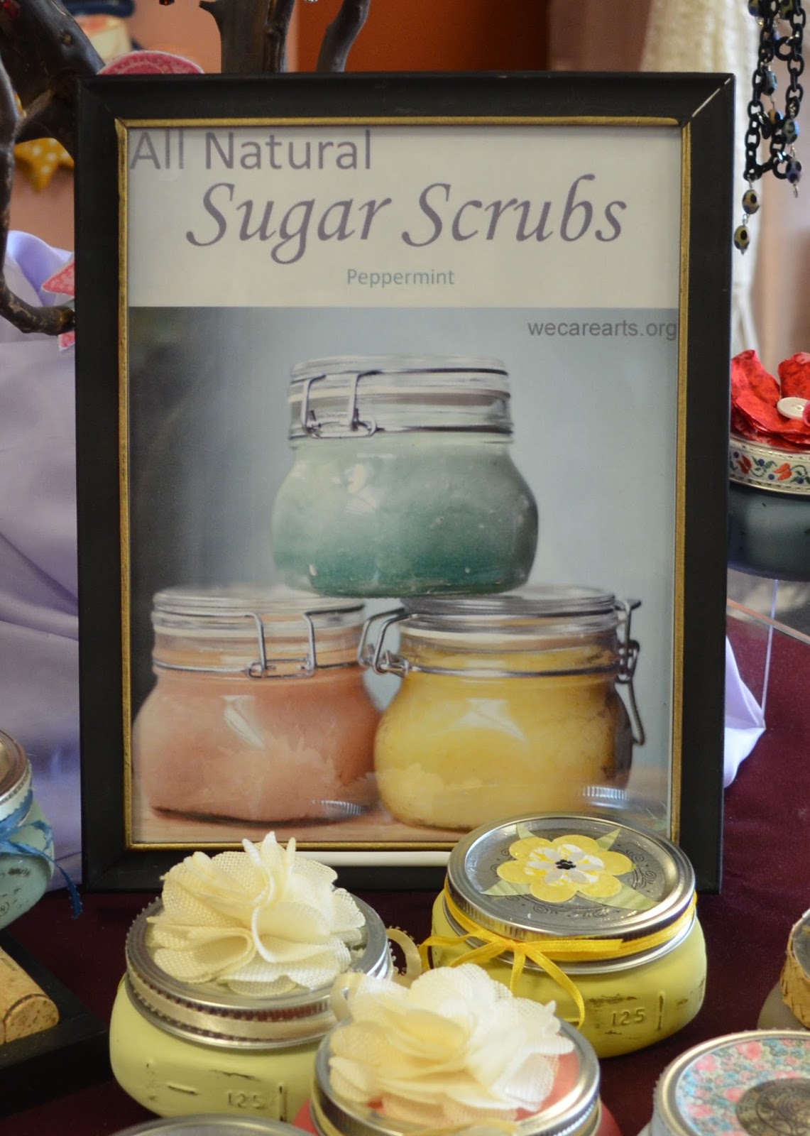We Care Arts Chalk Vases and Sugar Scrubs in Mason Jars in our Gift Shop