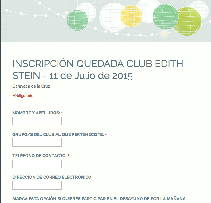 INSCRIPCIÓN "QUEDADA" CLUB EDITH STEIN