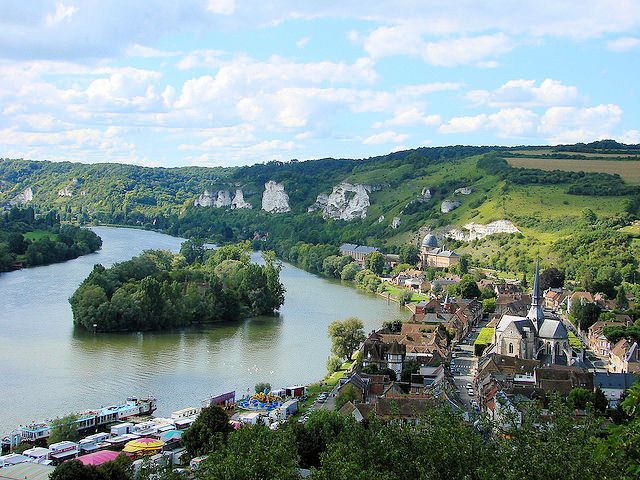 View of Les Andelys as seen from the Chateau-Gaillard's strategic perch upon the nearby mount. Photo: Allie Caulfield.