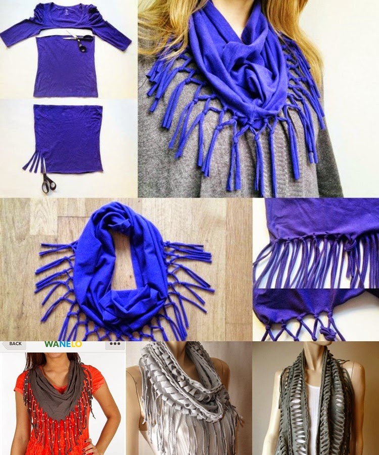 Como transformar reciclar uma velhat-shirt numa écharpe Como transformar reciclar uma velhat-shirt numa écharpe