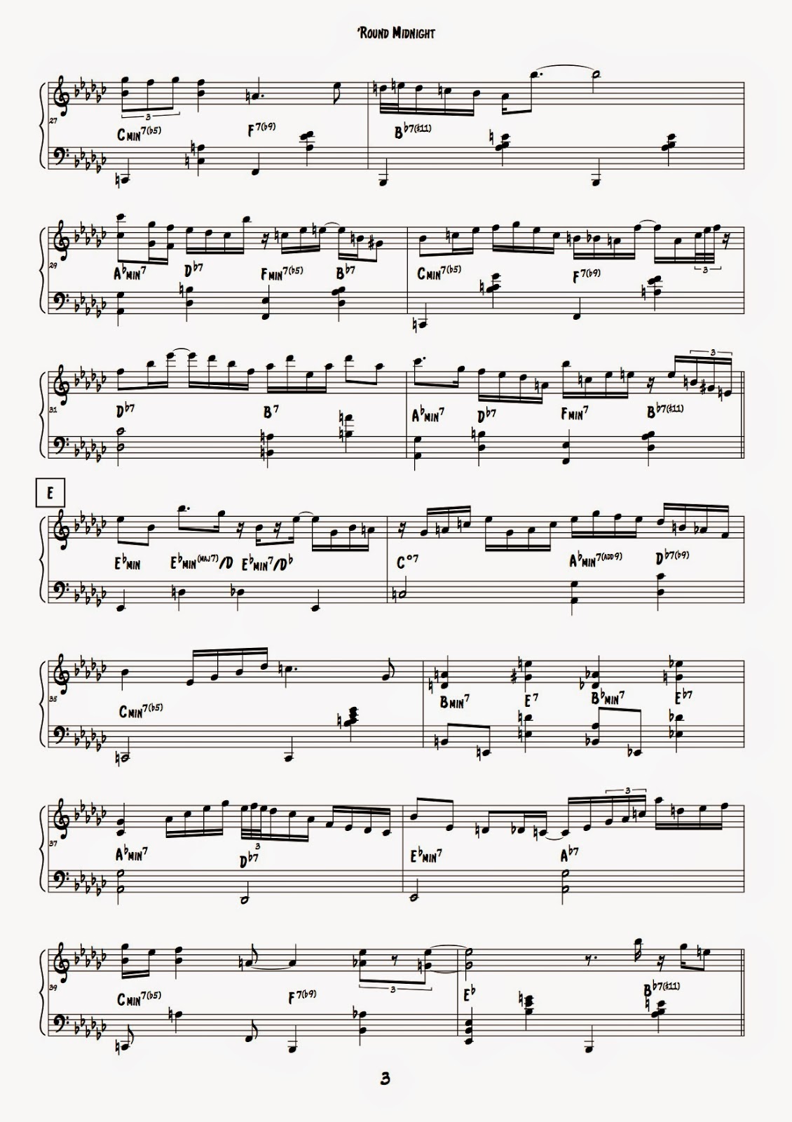 round midnight monk alone transcription by arnaud quercy month round midnight sheet music