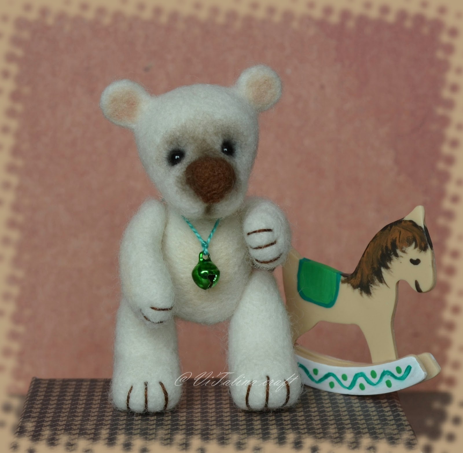Sugar OOAK Miniature Needle Felted Teddy Bear ViTalina Craft