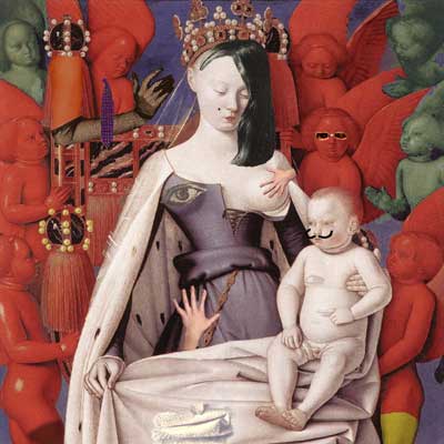 Fotomontaje realizado por pepeworks: una versión surreal del cuadro La Virgen con el niño, de Jean Fouquet