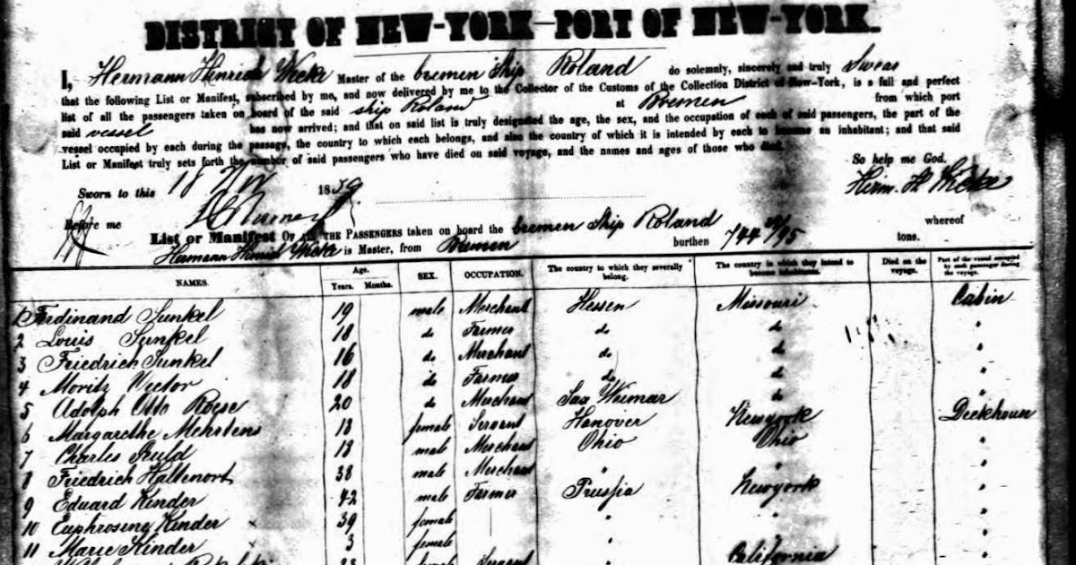 Caspar Graf's Immigration RecordWhere is His Wife, Mary?
