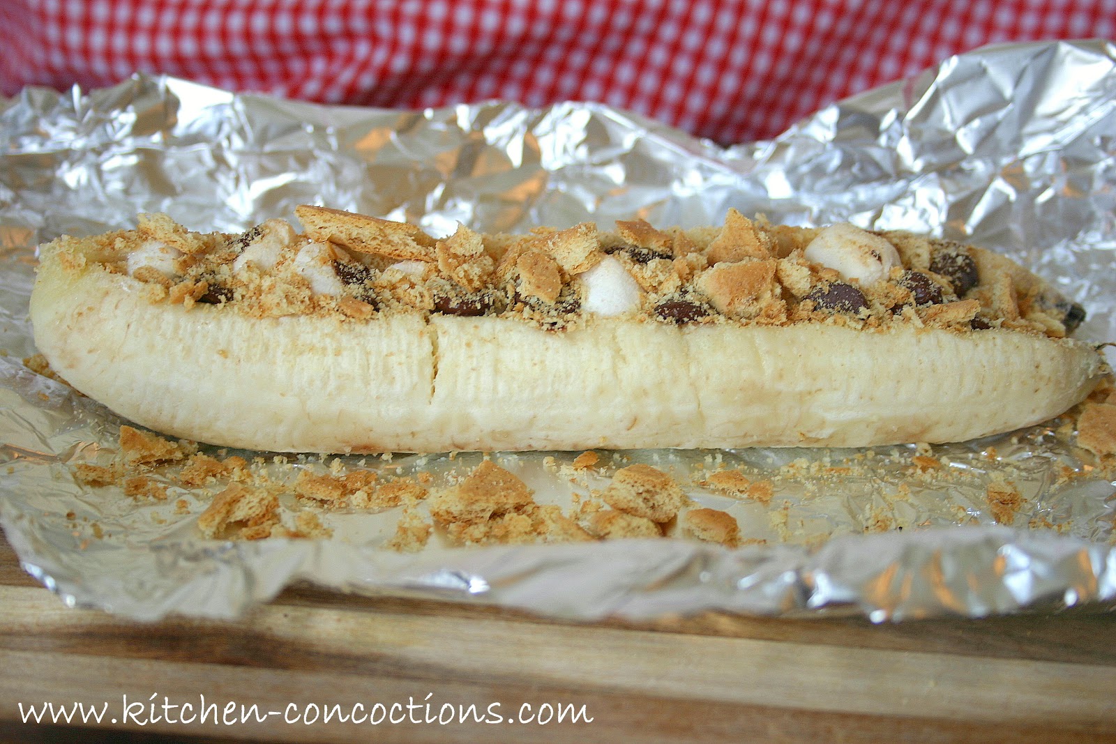 S'mores Banana Boats Kitchen Concoctions