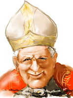 Pope John Paul II is a caricature by Artmagenta