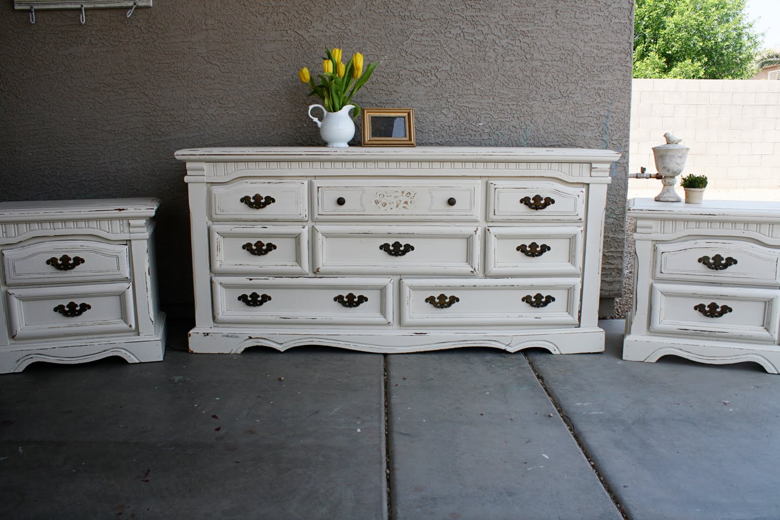 Shabby chic kitchen cabinets Refinished Furniture
