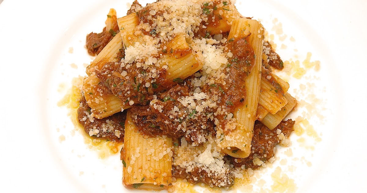 nueva cocina Ragu of Oxtail & Pork Belly, Rigatoni, Pecorino
