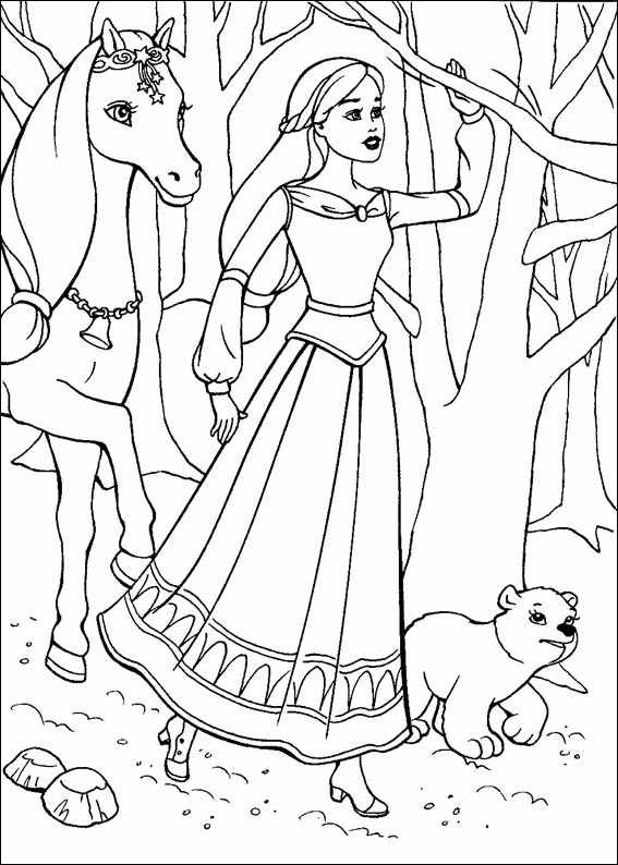 Disney Coloring Pages : Barbie Princess and A Magic Horse
