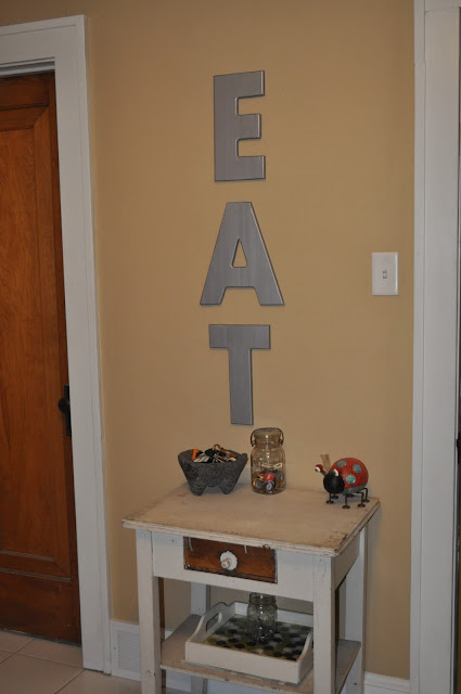 wood letters, spray paint, kitchen decor, decor, DIY