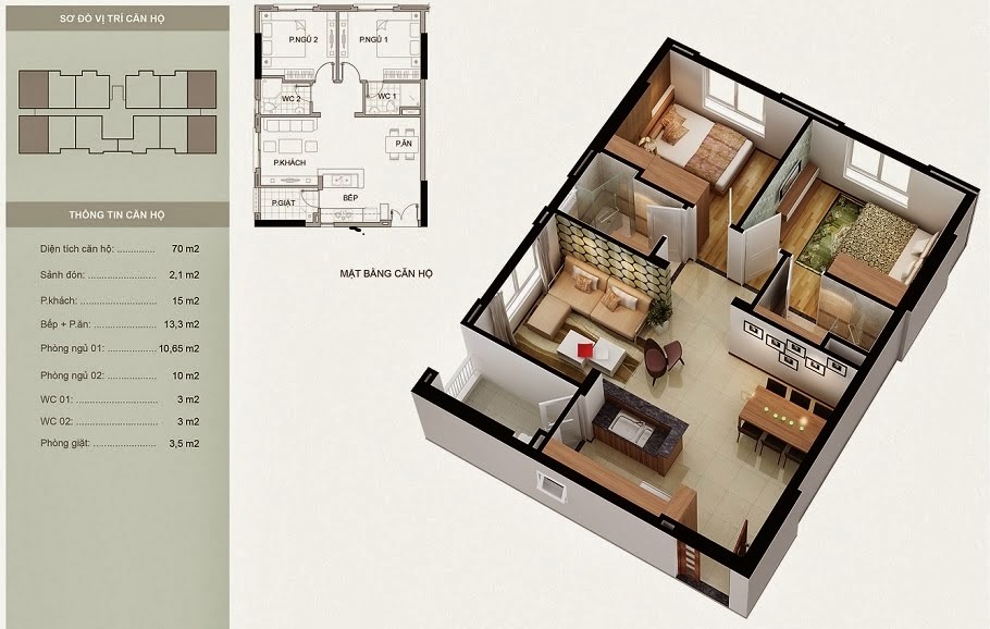 Căn hộ Topaz Garden diện tích 70m2 Căn hộ Topaz Garden diện tích 70m2