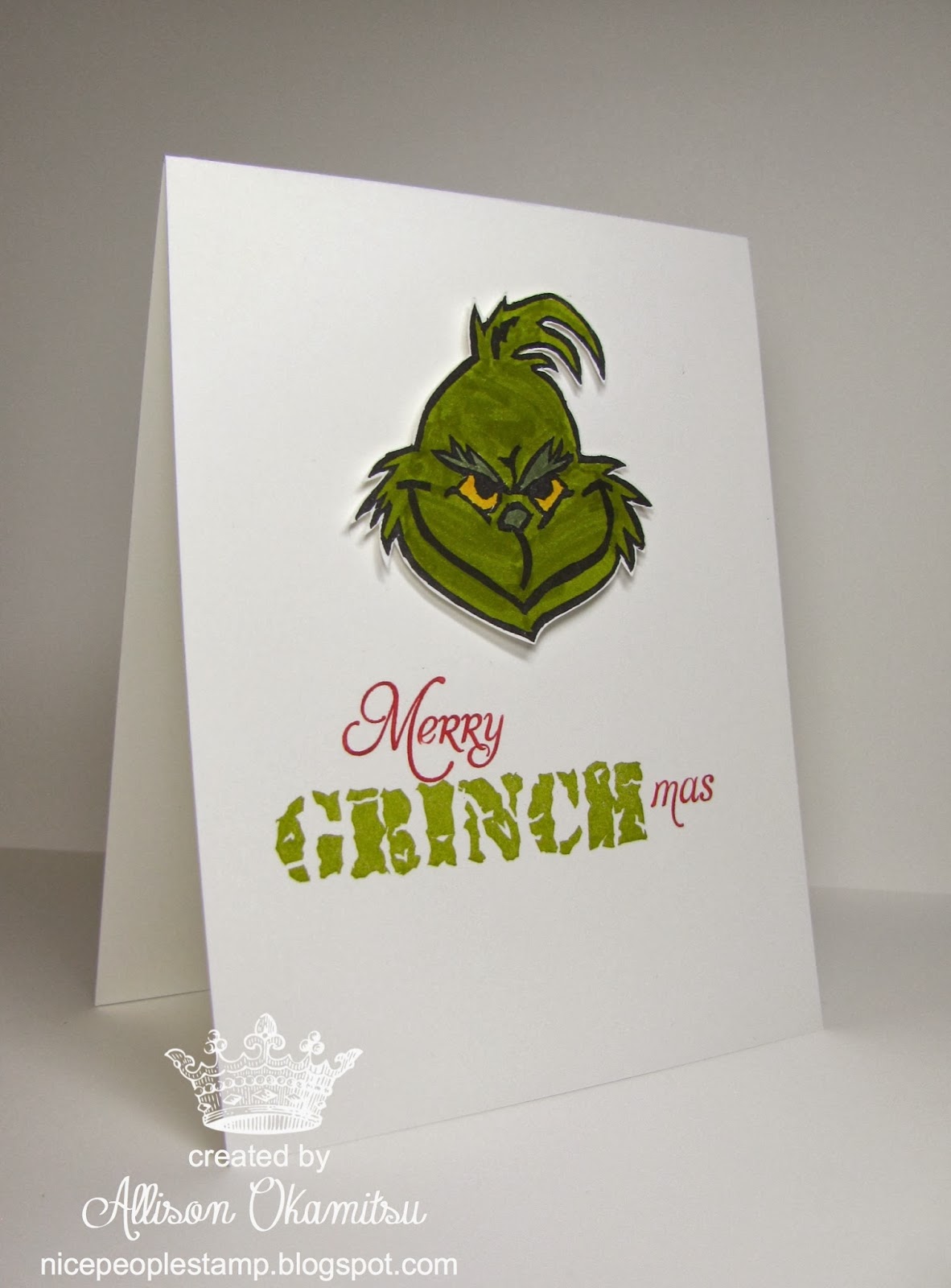 Happy new year rubber stamps merry christams stamp holiday rubber stamp card making 3.5"x2.4 nice people STAMP! - Stampin' Up! Canada: Merry GRINCHmas - Undefined Hand Carved Grinch Stamp
