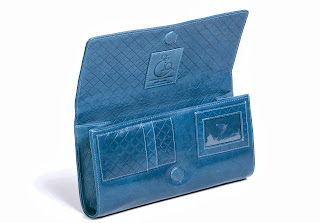 Eton  Clutch Teal Quilt with Accent of Smooth Lamba