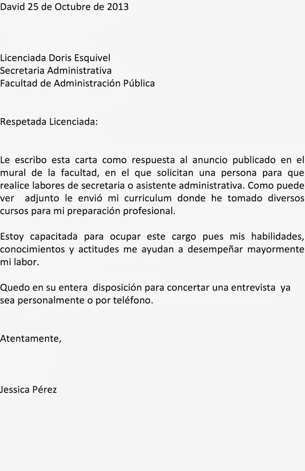carta profesional