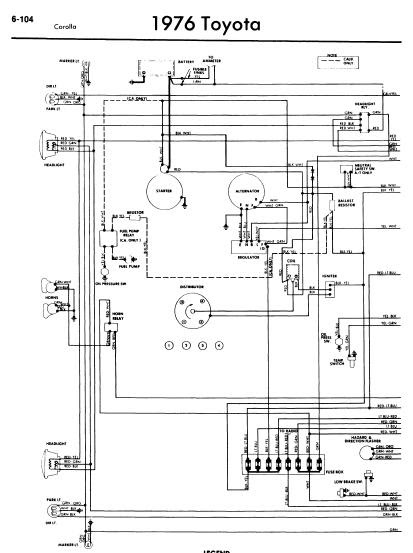 repair-manuals: Toyota Corolla 1976 Wiring Diagrams